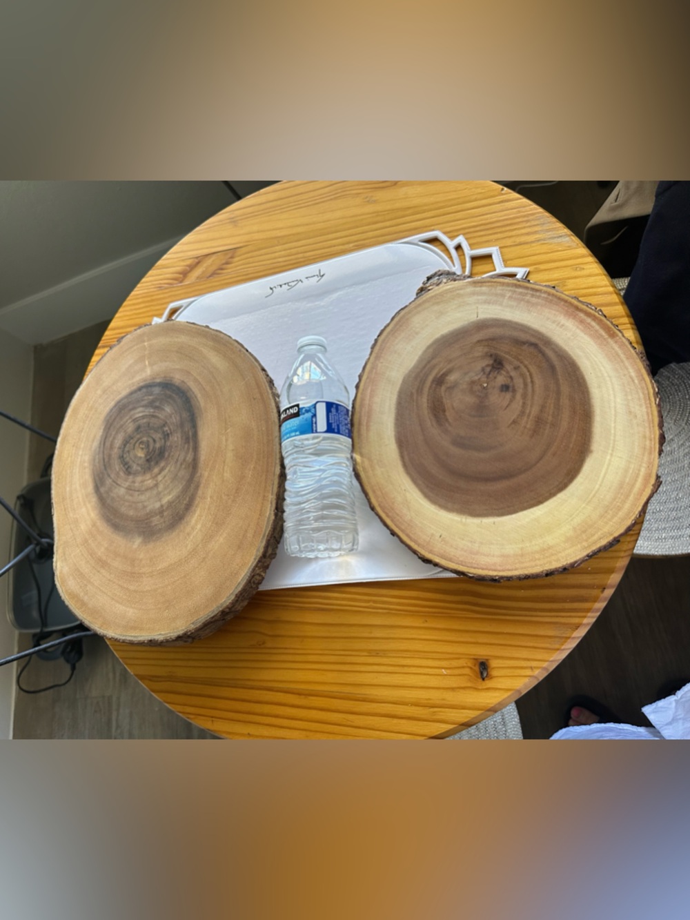 Natural Wood Slices Serving/Decor Set - Rustic Round Wood Slabs